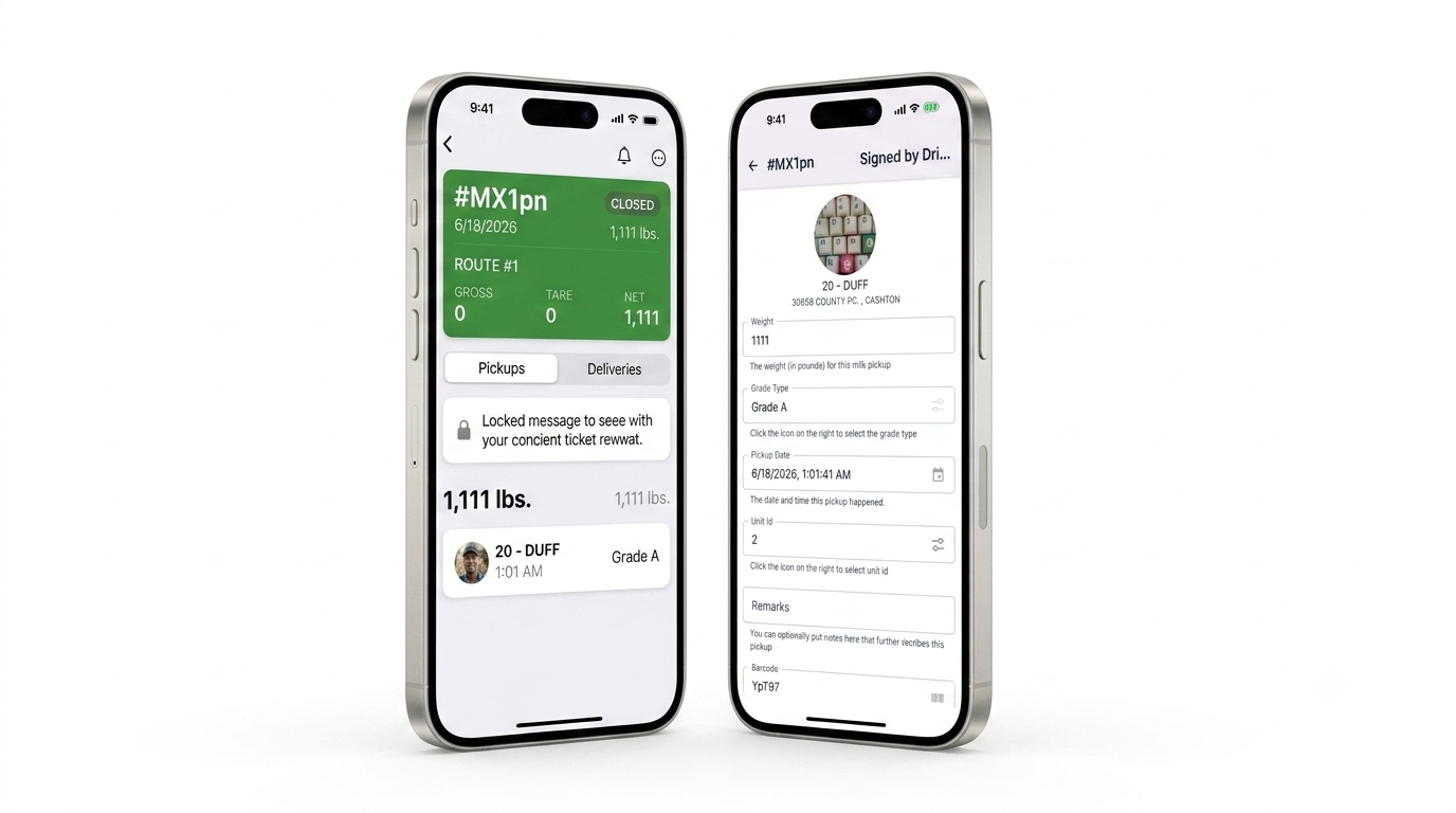 Total Milk Hauler Next driver mobile app